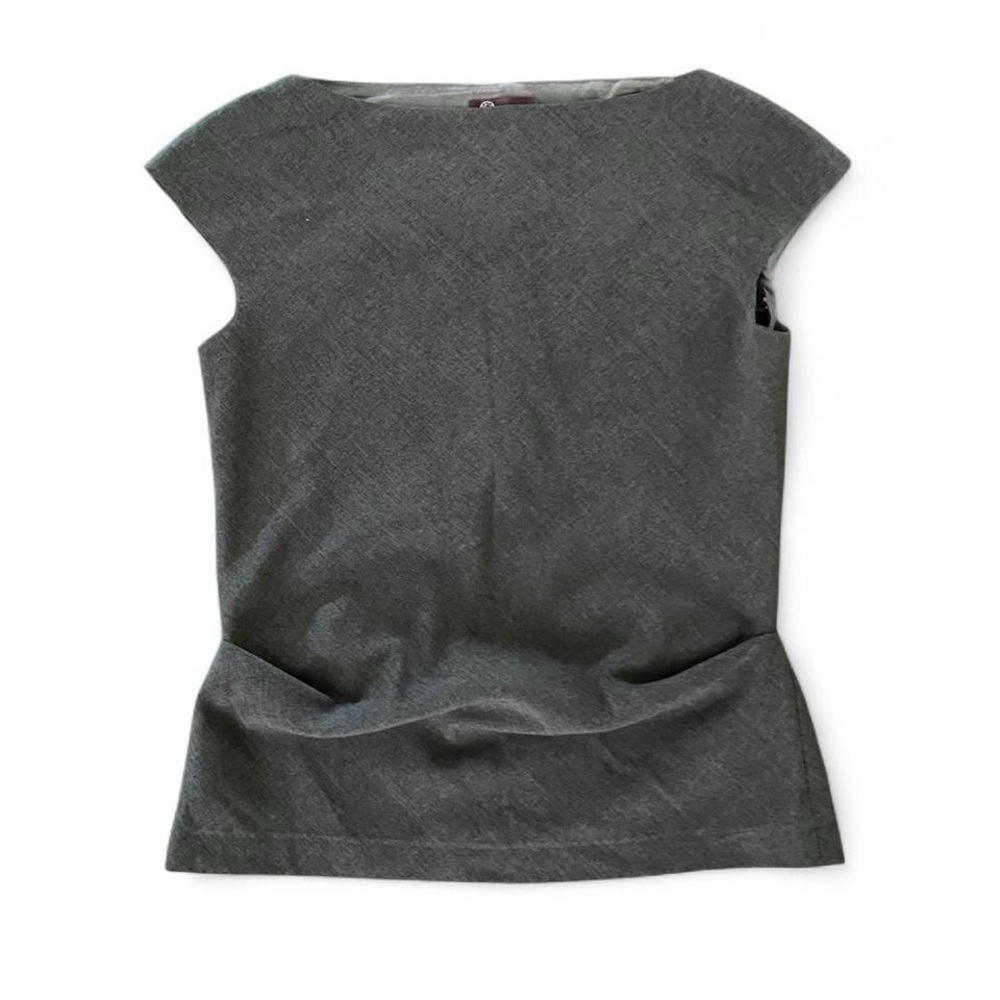 Elegant Gray Cap Sleeve Blouse